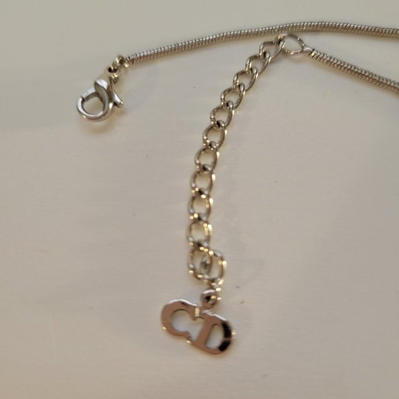 CHRISTIAN DIOR CD Logo Silver Tone Necklace - Vintage - Picture 4 of 6